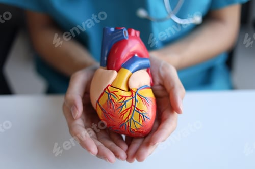 Preview: Doctor using heart model to explain blood flows direction.