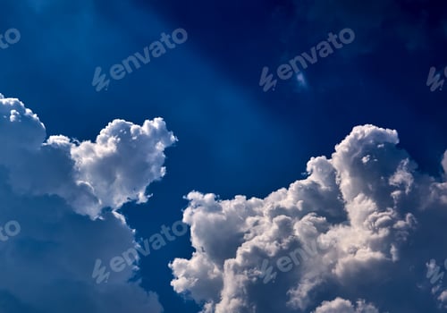 Preview: The blue sky with fluffy clouds