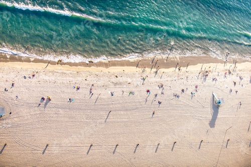 Visualização: Praia de Santa Monica, vista do helicóptero