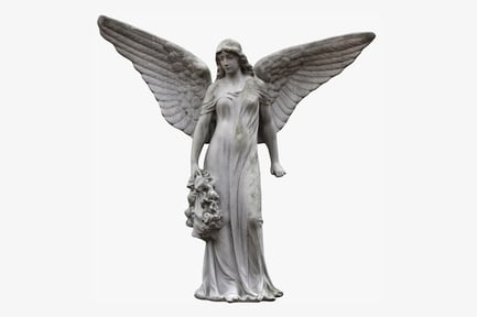 Preview: Winged Angel Holding Floral Wreath