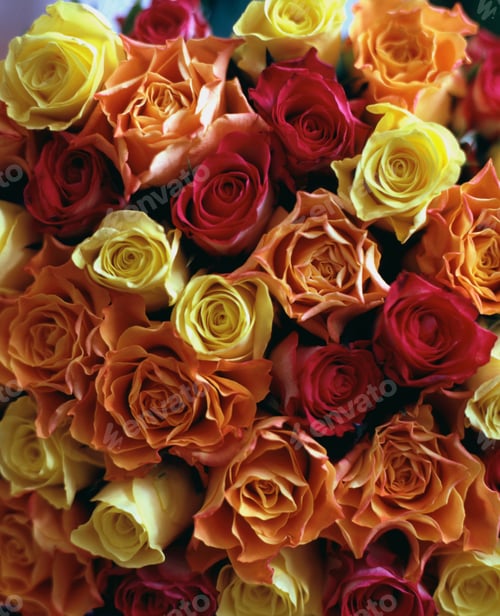 Preview: bunch of fairtrade roses from above