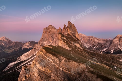 Preview: View into Geislergruppe, Santa Cristina in Val Gardena, Dolomites, Trentino-Alto Adige, Italy