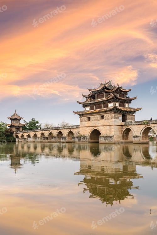 Preview: yunnan double dragon bridge at dusk
