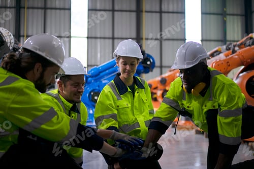 Preview: Engineer work at robotic arm factory.