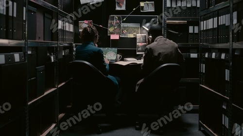 Preview: African american agents examining surveillance photos