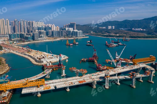 Preview: Tseung Kwan O, Hong Kong 21 December 2020: Cross harbor bridge under construction