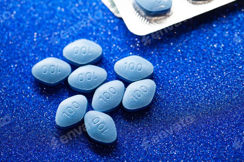 Preview: Pill for men's health and Valentine day background.