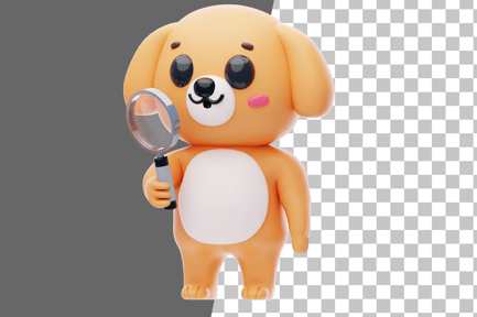 Preview: Dog Character Using a Magnifying Glass 3D Illustration
