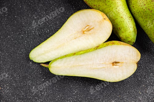 Preview: Pear fruit ripe juicy sweet fresh gourmet food background on the table rustic food top view