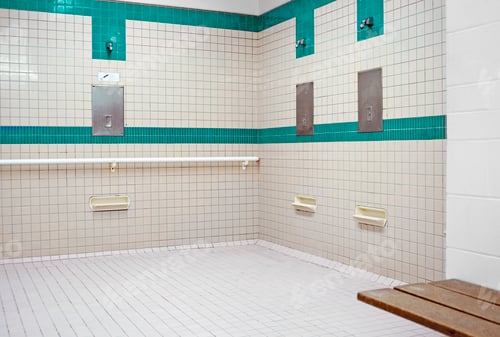 Preview: Public shower room for use before entering the swimming pool area at a recreation centre.