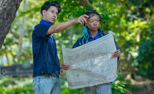 Preview: Engineers Analyzing Paddlewheel Aerator Blueprint