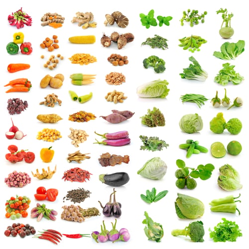 Preview: vegetable, herb, spices isolated on white background