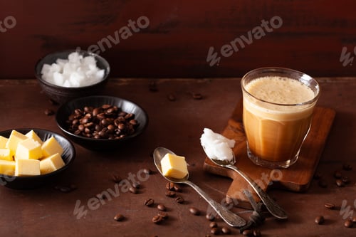 Preview: bulletproof coffee, keto paleo drink blended with butter and coconut oil