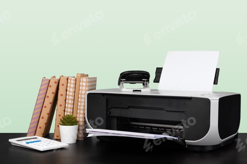 Preview: Compact home laser printer against gray background