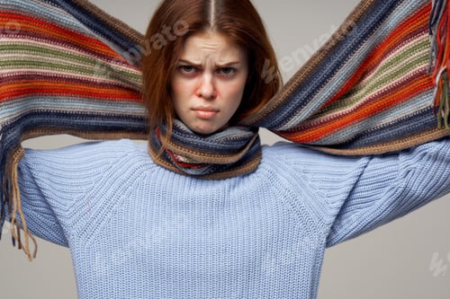 Preview: woman neck scarf cold handkerchief close-up