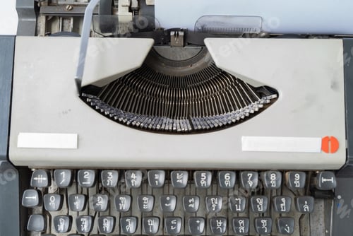 Preview: Old Thai traditional typewriter. Classic vintage antique manual typing machine isolated