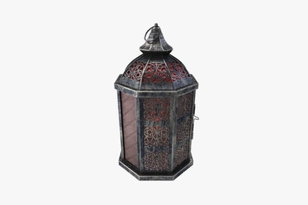 Domed metal lantern with handles and surface wear