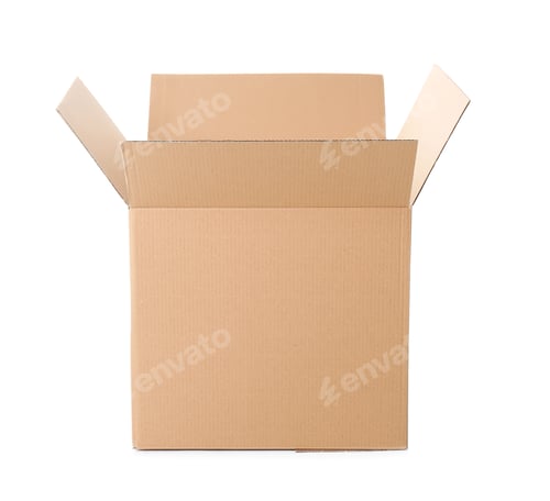 Preview: Open cardboard box on white background