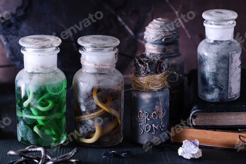 Preview: witch apothecary jars magic potions halloween decoration