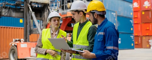 Preview: foreman are discussing for stack container at cargo site logistics service transportation.