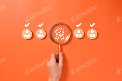 Preview: Certificate guarantee icon for certification and standardization process, International Organization