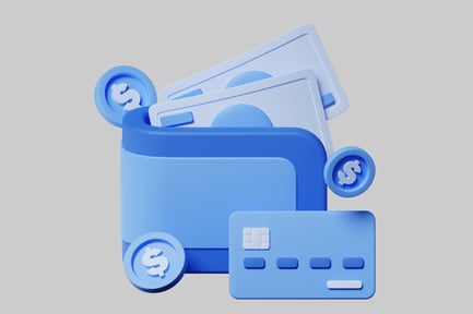 Preview: Wallet with cards and coins