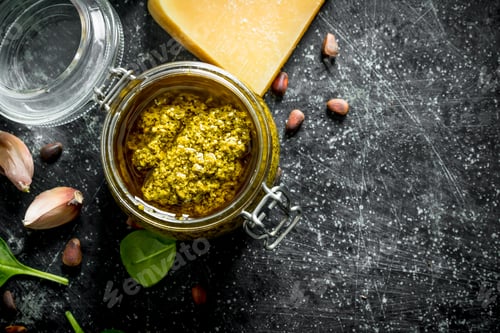 Preview: Pesto sauce with pine nuts, cheese and garlic.