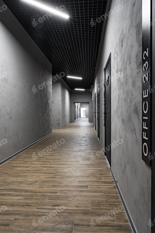Preview: Long empty hall in new business office