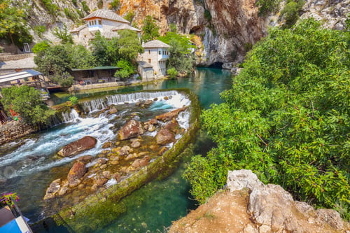 Preview: Dervish monastery or tekke at the Buna River spring in the town of Blagaj