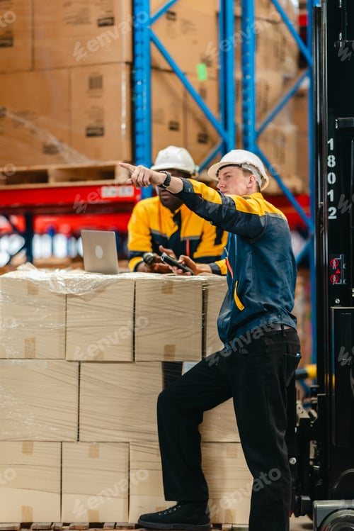 Preview: Logistics Workers Handling Packages in a Sustainable Warehouse with Low Carbon Workflow
