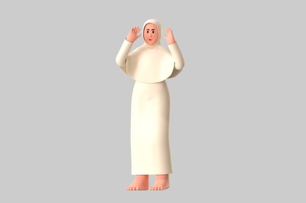 Preview: Woman Praying Beige Dress