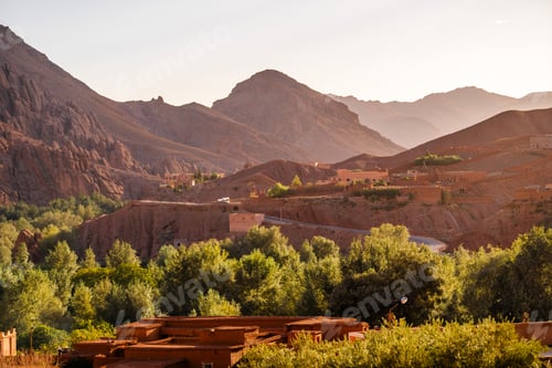 Preview: Nature, rocks and mountains in Dades Gorge Morocco during sunset