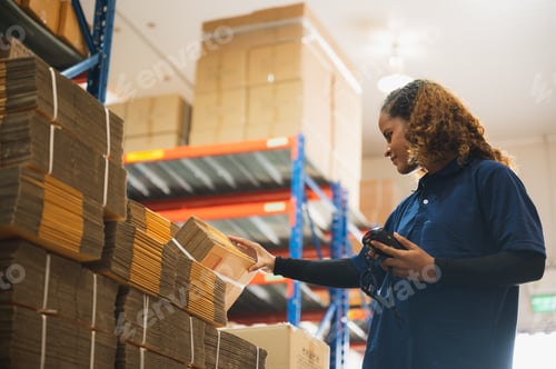 Preview: worker person working in warehouse, logistic transportation shipping industry storage