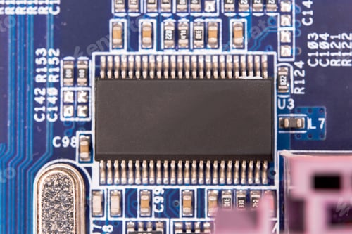 Preview: Close up blank microchip on Electronic circuit board.