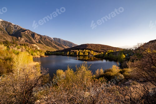 Preview: Stunning view of a small lake of the picturesque Bell Canyon Reservoir, Sandy, Utah