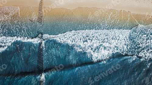 Preview: Aerial view of wildlife in Poland. Waves on Baltic sea.