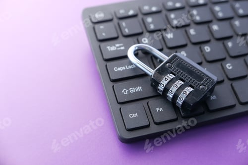 Preview: internet safety concept with padlocked on computer keyboard