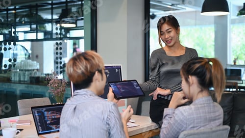 Preview: Coding programmer or software engineer brainstorming and planing for developing new software.