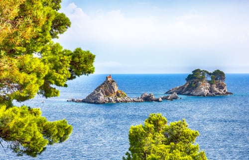 Preview: Beautiful view of Adriatic sea with small islet Sveta Nedelja.