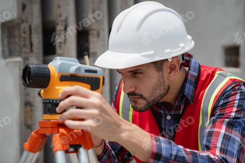 Preview: Civil or construction engineer using a survey camera, or an engineer with an auto level camera.