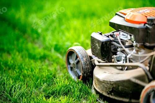 Preview: Garden maintainance details - close up view of grass mower
