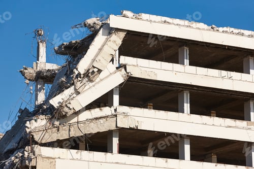 Preview: Building destroyed by earthquake. War disaster. Disaster