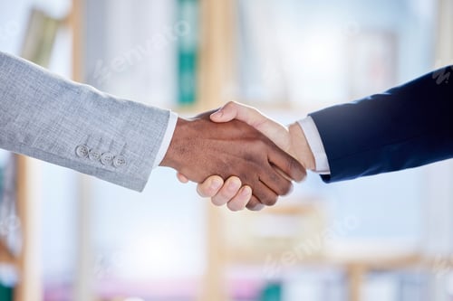 Preview: Handshake, partnership and hands of business people in office for recruitment, onboarding and welco