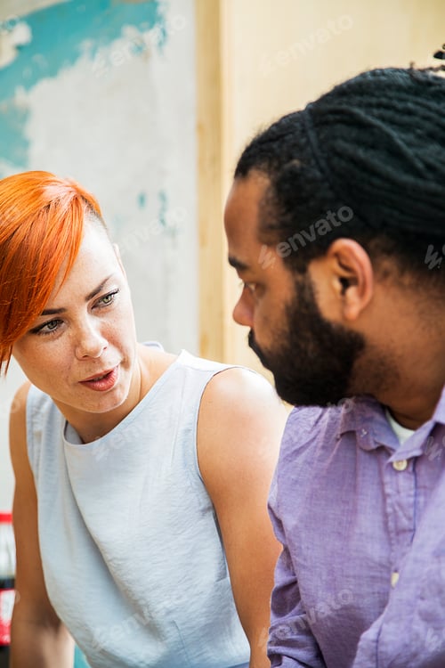 Preview: Multiracial couple talking
