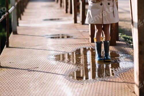 Preview: little girl enjoy happy in puddles of water
