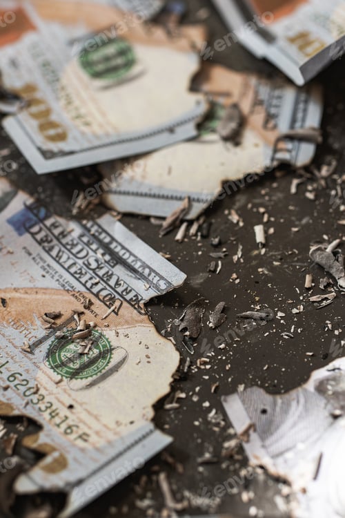 Preview: Remains of burnt one hundred dollar bills reduced to ashes