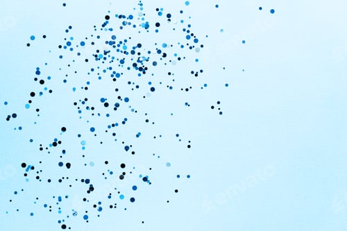 Preview: Colorful of confetti on blue background. Brilliant colored sequins. Holiday greeting card