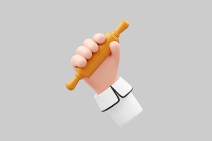 Preview: Cartoon hand holding rolling pin