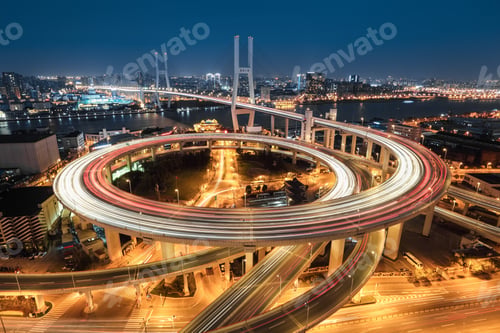 Preview: shanghai nanpu bridge at night