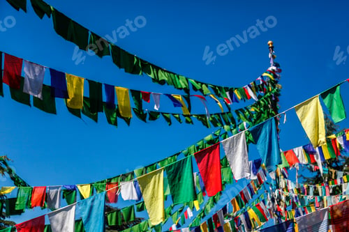 Preview: Buddhist prayer flags lunga in McLeod Ganj, Himachal Pradesh, India